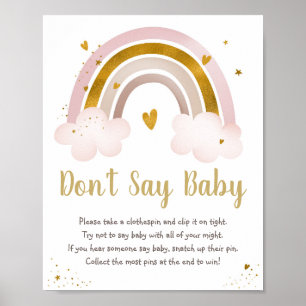 Affiche Rainbow Neutral Gold Pastel Ne pas dire Baby Game