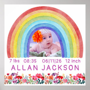 Affiche Rainbow Nouveau-né Photo personnalisée Cadeau bébé