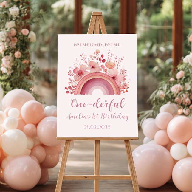 Affiche Rainbow Onederful 1st Birthday Party Welcome  (Créateur téléchargé)