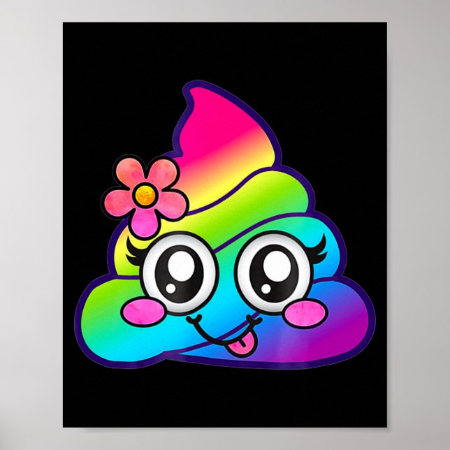 Affiche Rainbow Op Emoji Cute Unicorn O Flower Silly  (Devant)