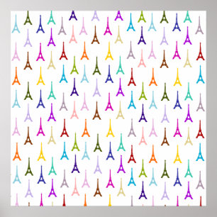 Affiche Rainbow Paris Tour Eiffel motif