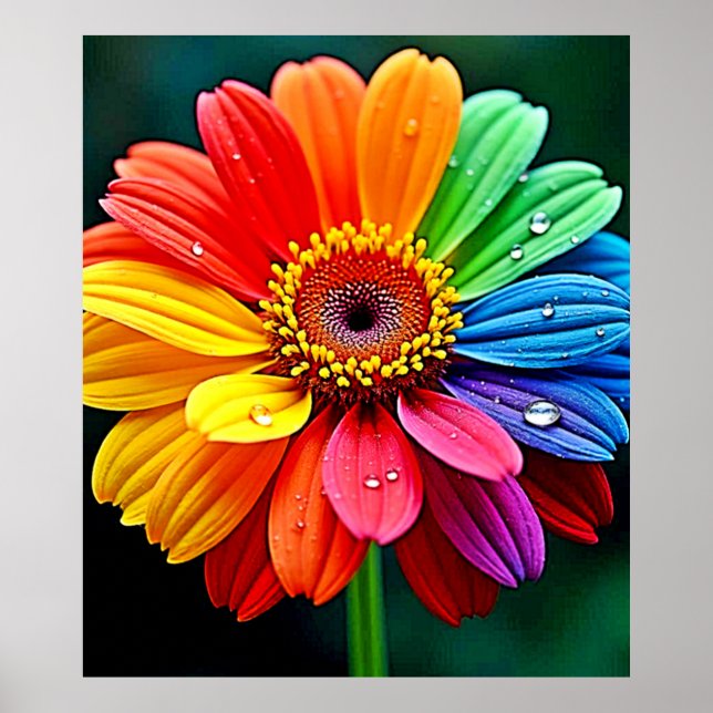 Affiche Rainbow Petal Flower Art (Devant)