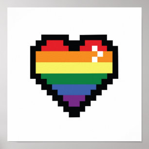 Affiche Rainbow Pixel Heart