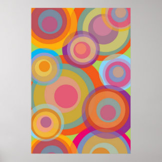 Affiche Rainbow Pop Circles Colorful Retro Fun Groovy Chic