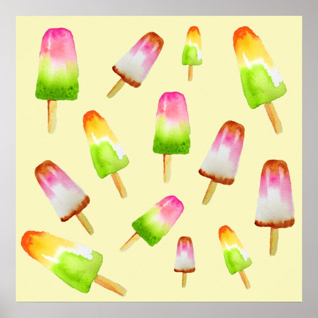 Affiche Rainbow popsicles de l'art alimentaire mignon (Devant)