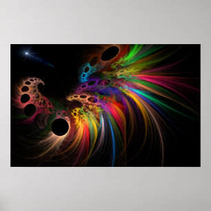 Affiche Rainbow Rhino Fractal Art