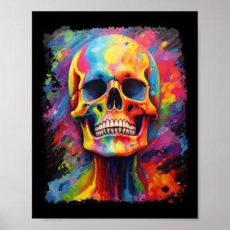 Affiche Rainbow Skeleton Anatomie effrayant Halloween