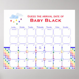 Affiche Rainbow Sky Baby shower Devinez L'Affiche Date D'É