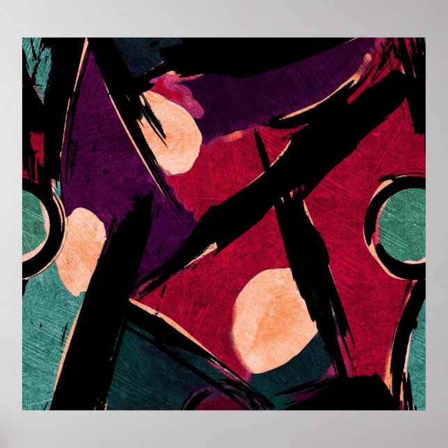 Affiche Rainbow Streaks : Texture acrylique Abstraite (Devant)