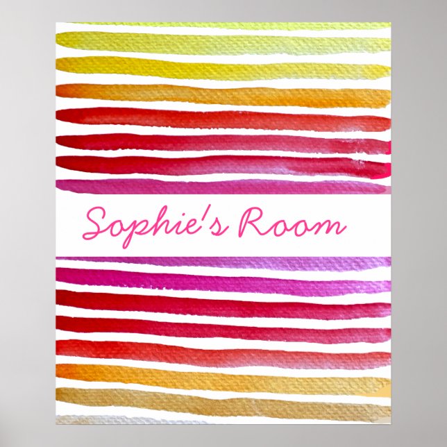 Affiche Rainbow stripes cute watercolor (Devant)