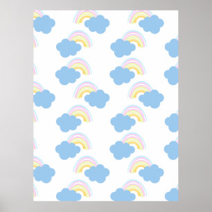Affiche Rainbow Summer Nuages Pastel Scribble Doodle