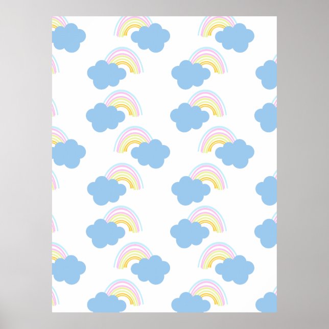 Affiche Rainbow Summer Nuages Pastel Scribble Doodle (Devant)