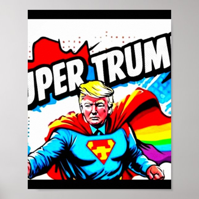 Affiche Rainbow Super Trump - Vintage Pop Art Print (Devant)