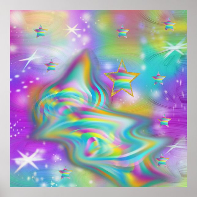 Affiche Rainbow Swirl & Stars (Devant)
