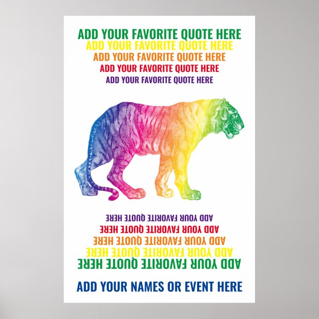 Affiche Rainbow Tiger Ajouter Votre Nom Citation Favorite  (Devant)
