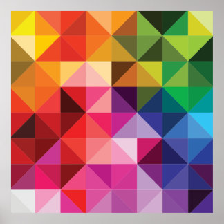 Affiche Rainbow Triangles géométrique moderne