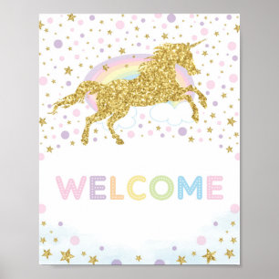 Affiche Rainbow Unicorn Anniversaire Baby shower de fête B