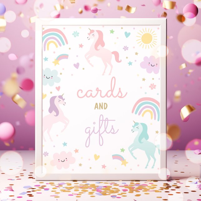 Affiche Rainbow Unicorn Cartes Et Cadeaux Anniversaire (Créateur téléchargé)