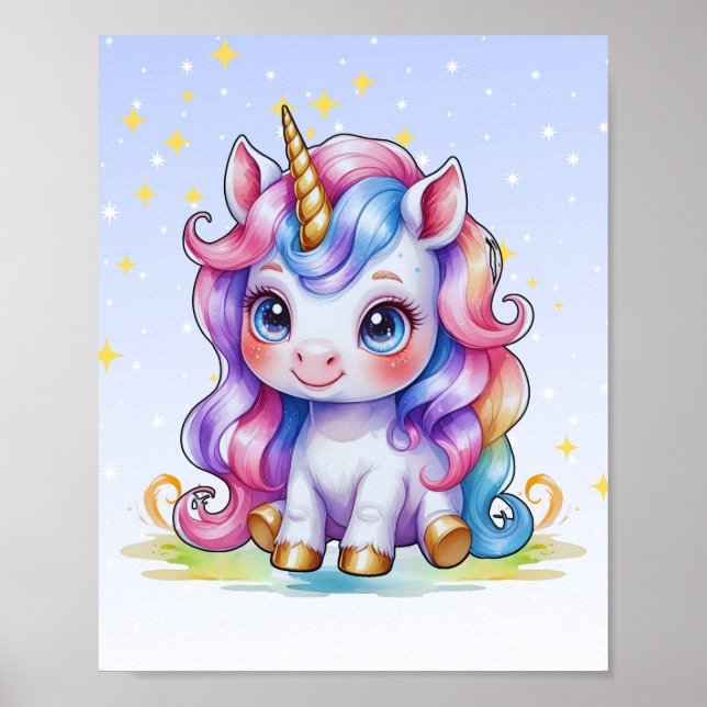 Affiche Rainbow Unicorn Nursery Art (Devant)