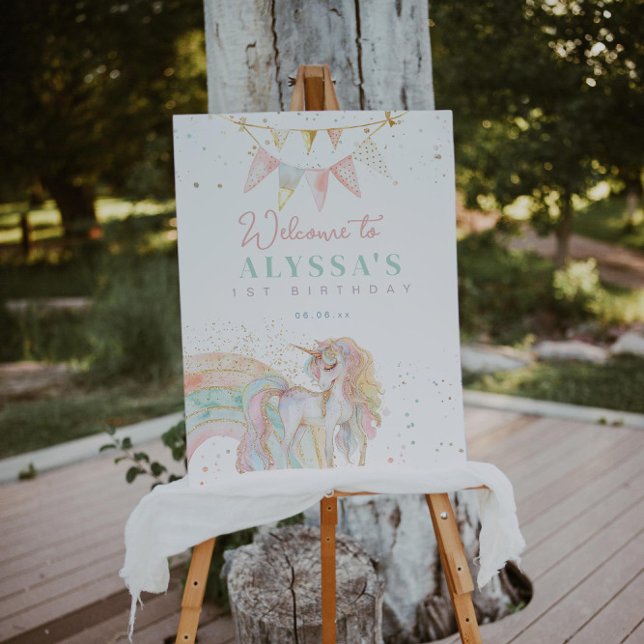 Affiche Rainbow Unicorn Pastel Anniversaire Bienvenue (Créateur téléchargé)