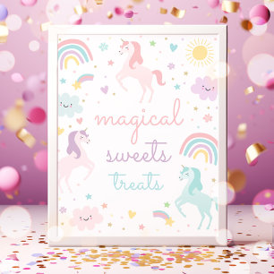 Affiche Rainbow Unicorn Sucres Et Traitements Anniversaire