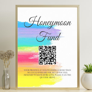 Affiche Rainbow Watercolor Mariage Honmoon Fund QR Code