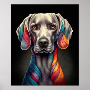 Affiche Rainbow Weimaraner