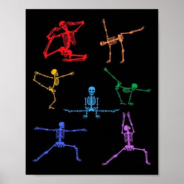 Affiche Rainbow Yoga Skeleton Exercice Bone Halloween Part (Devant)