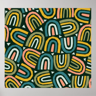 Affiche Rainbows de style géométrique, motif vintage.