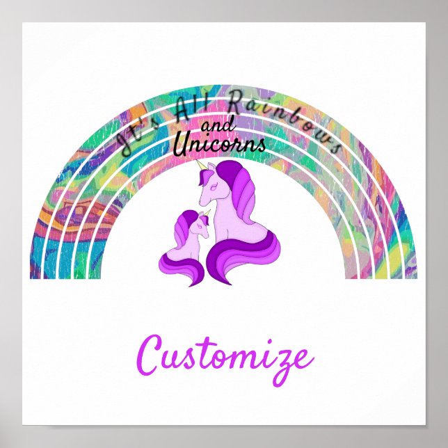 Affiche Rainbows psychédélique et Unicorns Thunder_Cove (Devant)