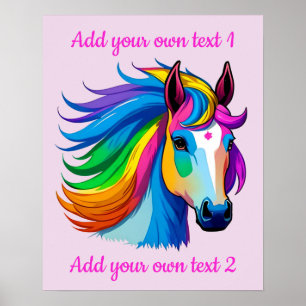 Affiche Raindbow Horse Custiomizable