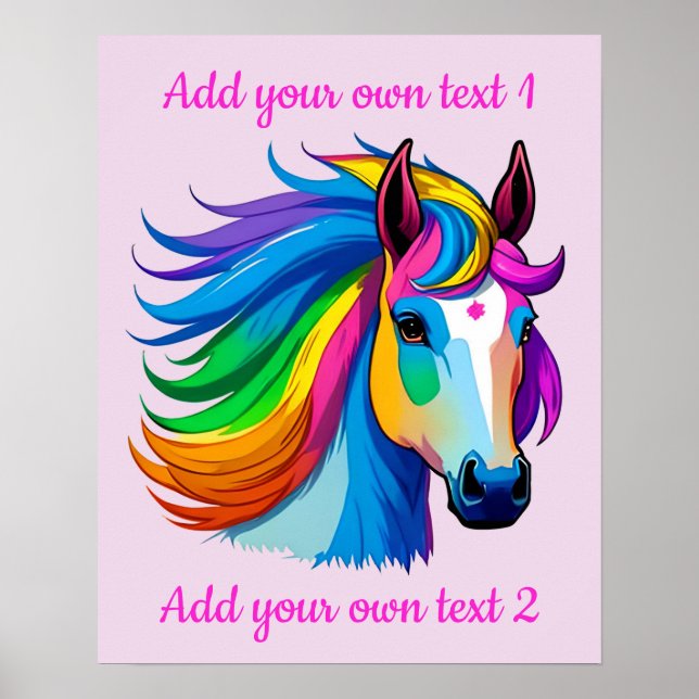 Affiche Raindbow Horse Custiomizable (Devant)