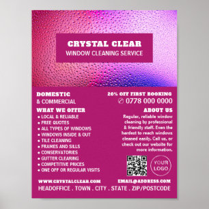 Affiche Raindrops, Nettoyeur de fenêtres, Service de netto