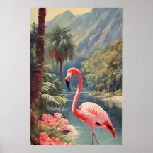 Rainforest Wildlife Flamant rose rose Vintage