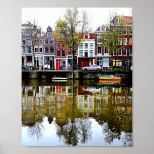 Affiche Rainy Day Amsterdam Canal Winter Reflections Photo