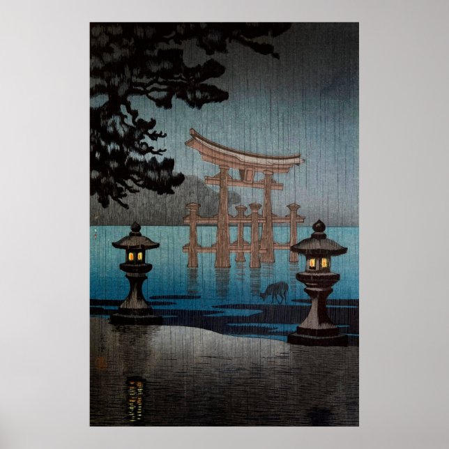 Affiche Rainy Miyajima par Tsuchiya Koitsu (Devant)