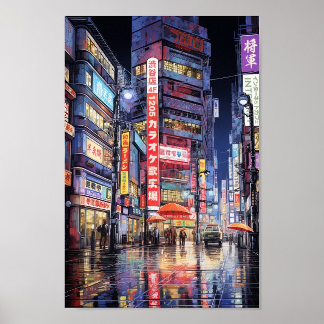 Affiche Rainy Tokyo Night Street (Devant)
