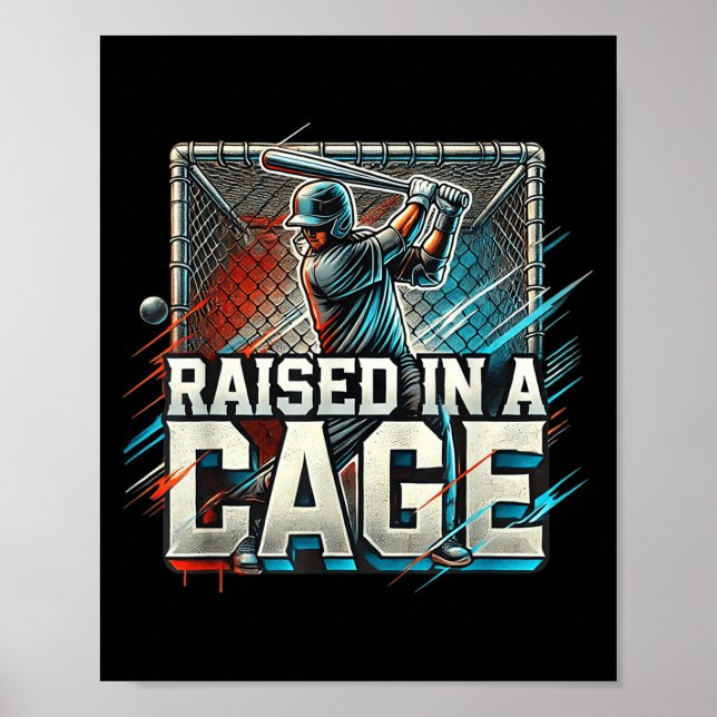 Affiche Raised In A Cage Baseball Training, Batting Cage D (Devant)