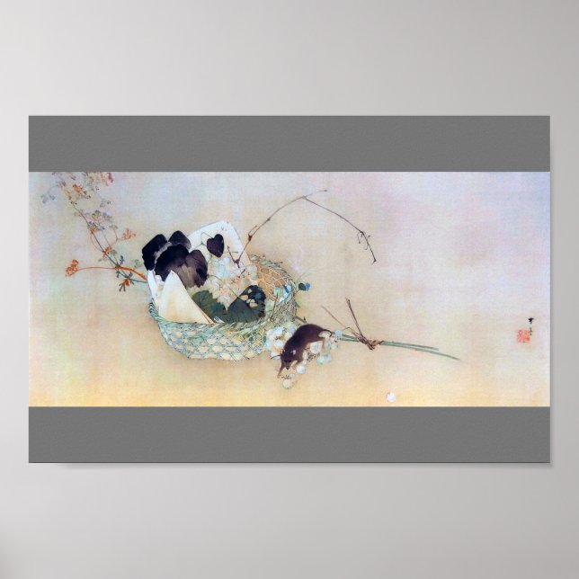 Affiche Raisin et souris, Watanabe Seitei (Devant)