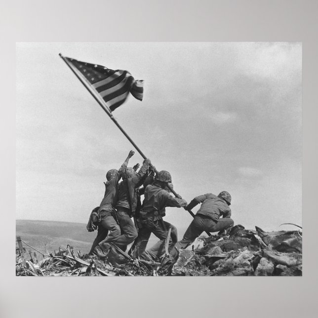 Affiche Raising the Flag on Iwo Jima By Joe Rosenthal (Devant)