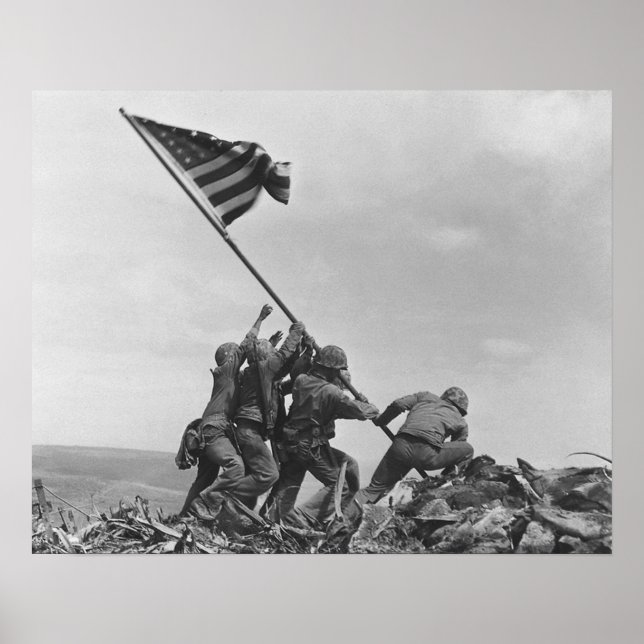 Affiche Raising the Flag on Iwo Jima By Joe Rosenthal (Devant)