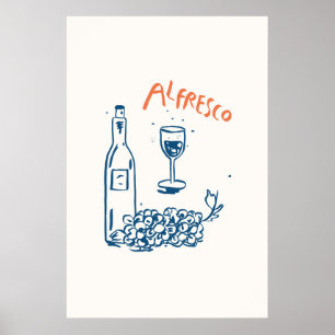 Affiche Raisins de bouteilles de vin Alfresco Imprimer Vin