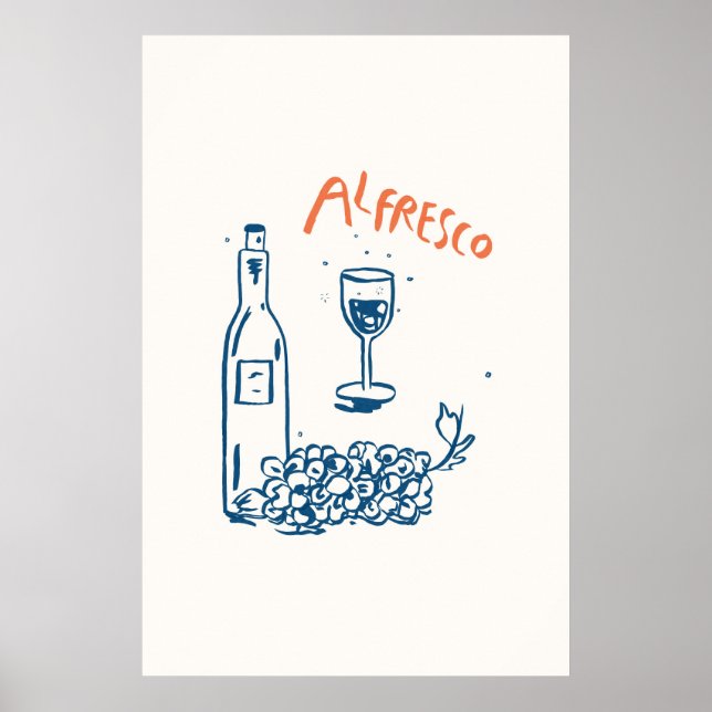 Affiche Raisins de bouteilles de vin Alfresco Imprimer Vin (Devant)