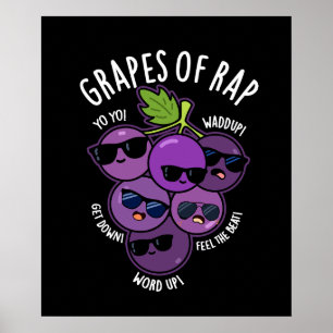 Affiche Raisins De Rap Funny Fruit Pun Dark BG