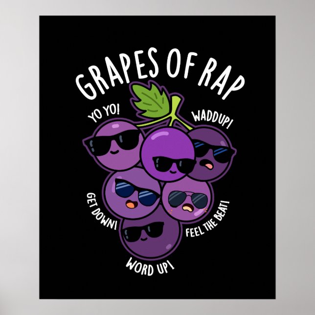 Affiche Raisins De Rap Funny Fruit Pun Dark BG (Devant)