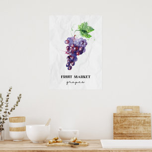 Affiche Raisins du marché des fruits