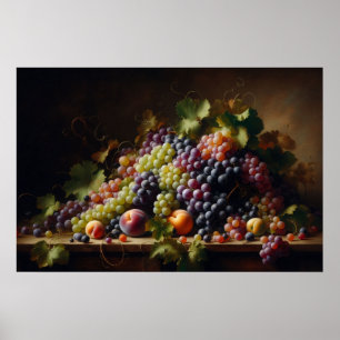 Affiche Raisins et fruits Peinture à vie morte