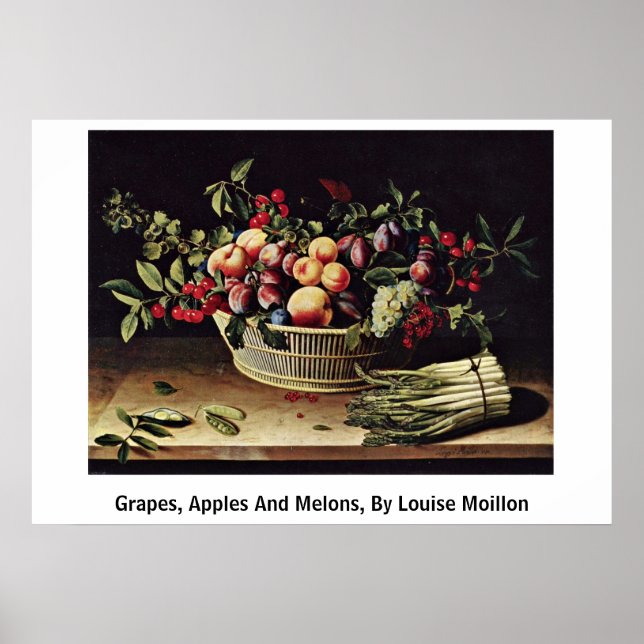 Affiche Raisins, Pommes Et Mélons, Par Louise Moillon (Devant)