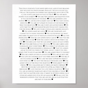 Affiche raisons pour lesquelles nous vous aimons jalon ann