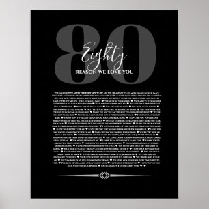 Affiche Raisons que nous aimons à votre sujet 90,80 70, 60